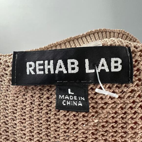 Rehab Lab Beige Sweatsuit Perforated Hooded Lace Up Poplin Pants Set L Large - Picture 12 of 16